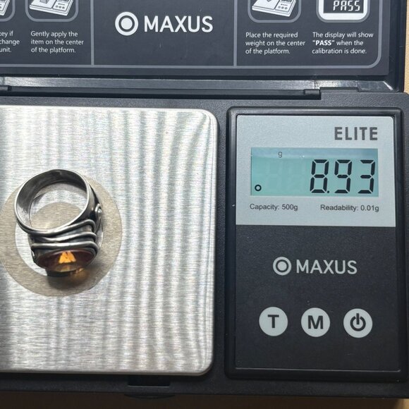 Citrine Gemstone Ring on Sterling Silver Band Size 5 8.93 g - Picture 14 of 14